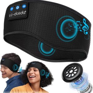 Bluetooth Headband, Cozy Wireless Band Sleep Headphones Sleep Mask with Thin HD Stereo Speakers Music Headband Perfect for Side Sleepers, Sport,Travel Best Gifts for Men Women