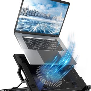 UpRite Laptop Cooling Stand with Built-in Quiet Cooling Fan, Height Adjustments Up to a 45° Angle, Portable Laptop Riser with Ergonomic Comfortability, Compatible with All Laptops [15614]
