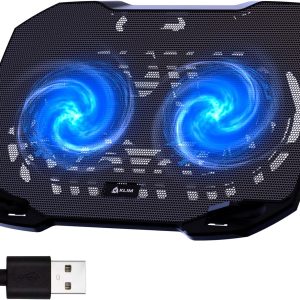 Pro Laptop Cooling Pad - NEW 2023 - Powerful Rapid Action Laptop Cooler - Sturdy Laptop Stand with Fan - Ventilador para laptop - Portable and Quiet - 2 USB Ports - PC Mac - 10-15.6" - Black/Blue
